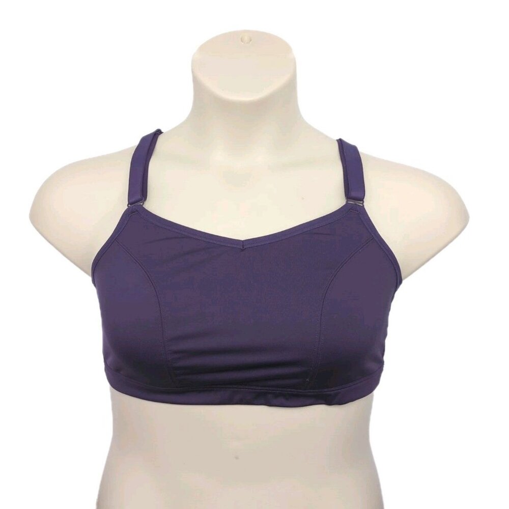 Livi Active Lane Bryant Sport Bra Unlined No Wire Purple Strappy X Back 14 16 XL